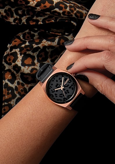 MEDIUM TIME TELLER LEATHER ROSEGOLD / BLACK CHEETAH A11723003
