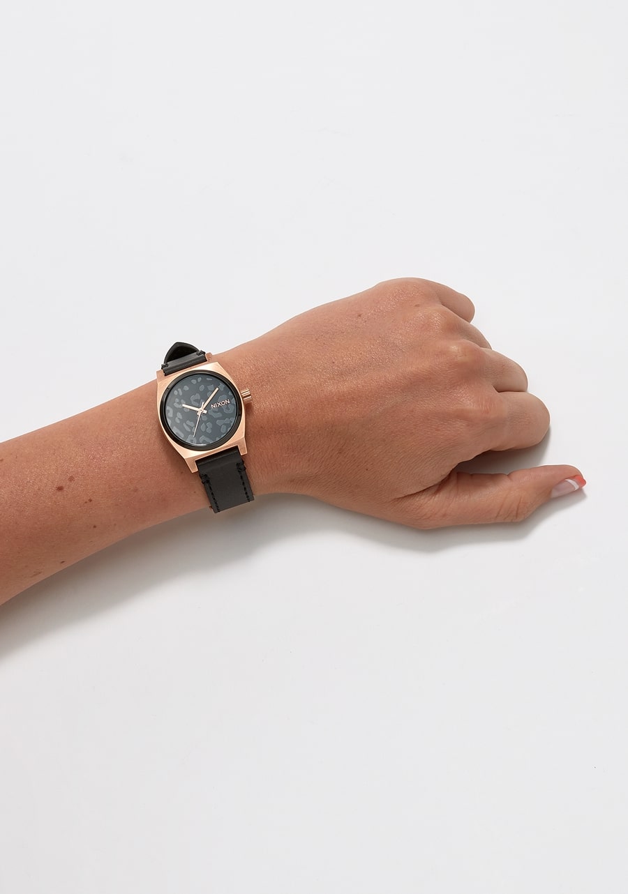 MEDIUM TIME TELLER LEATHER ROSEGOLD / BLACK CHEETAH A11723003